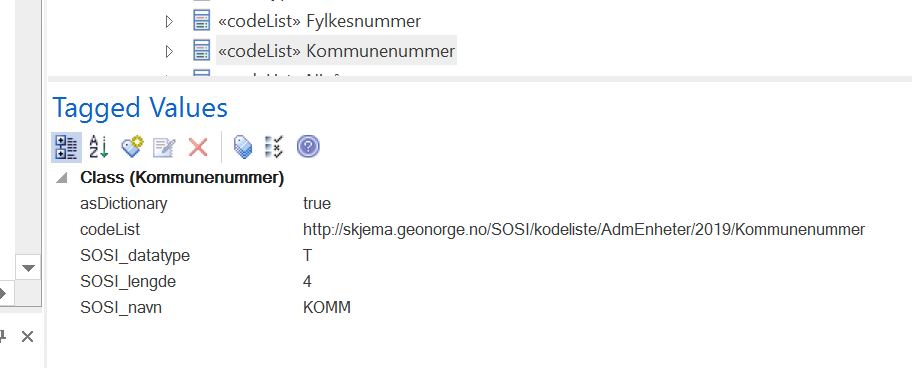 to tagged values for kodelister