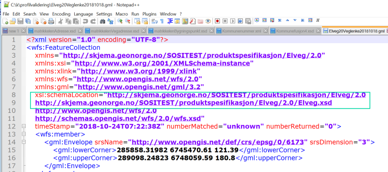 bilde av sti til en skjemafil som beskriver dataene i XML